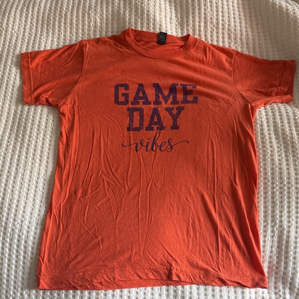 Tultex Orange Tee with Game Day Print - Super Soft
